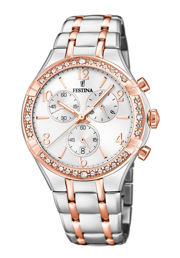 Festina Damenchronograph Damenuhr • Quarzwerk mit Chronograph • Elegantes Edelstahlgehäuse