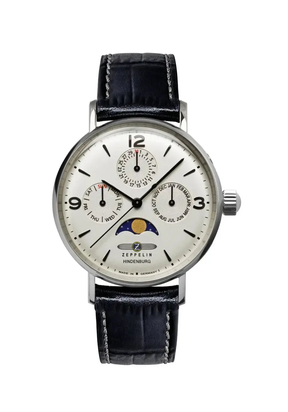 Zeppelin Hindenburg Mondphase 36mm Damen Armbanduhr • Quarzwerk mit Mondphase • Elegantes Zeppelin-Design