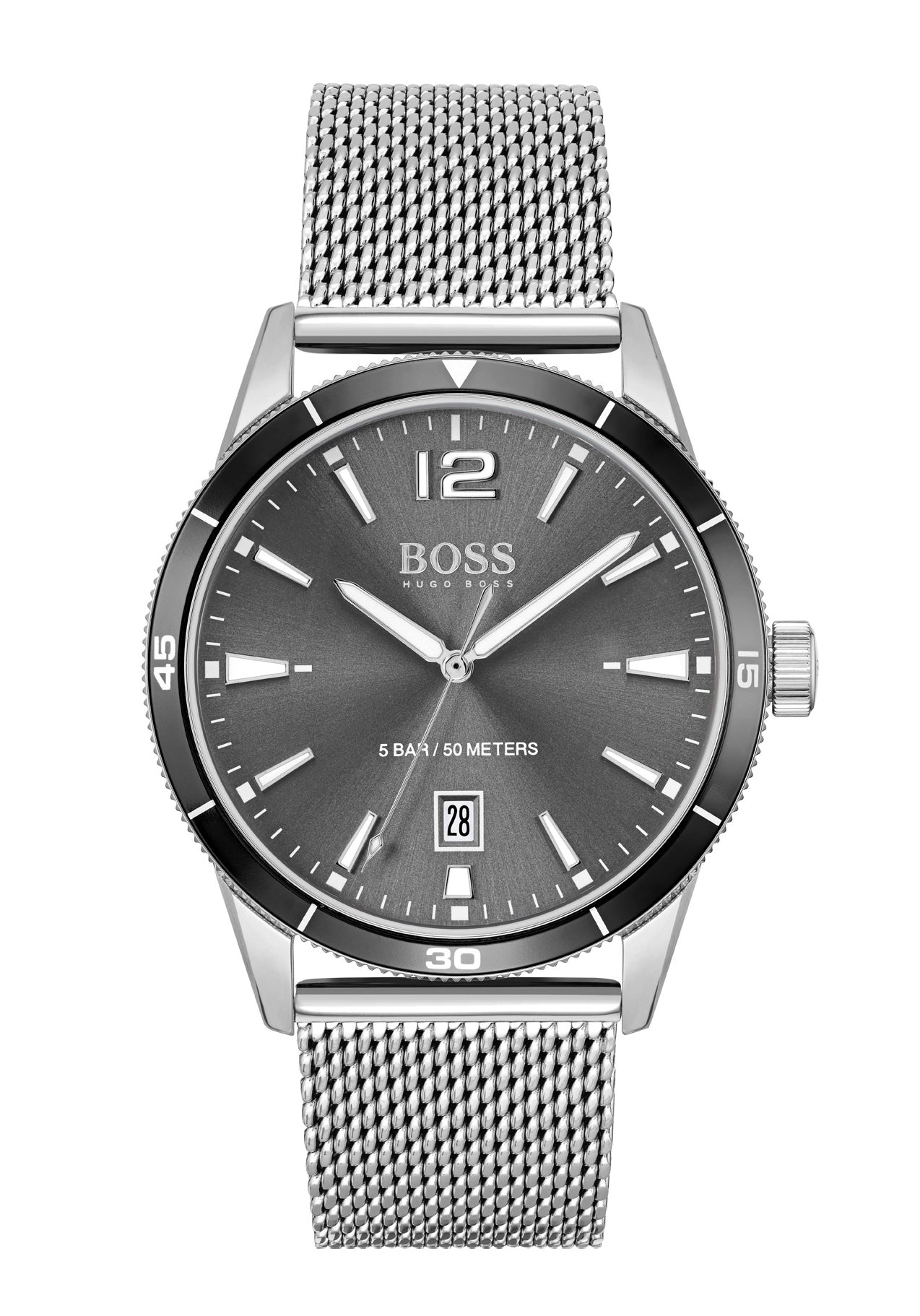 Boss Drifter 1513900 Herren Armbanduhr Anthrazit • Mineralglas • Mesh-Armband