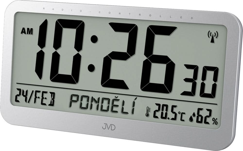 Sveglia digitale in plastica con ampio display LCD, indicazione di temperatura e data