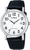 Orologio da uomo con quadrante bianco, cinturino in pelle nera, datario