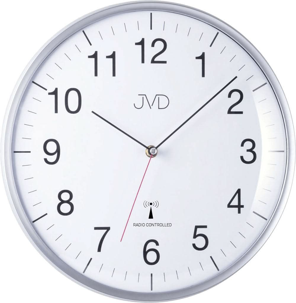 Orologio da parete JVD 33 cm Ø in plastica • Moderno orologio radiocontrollato • Facile da leggere