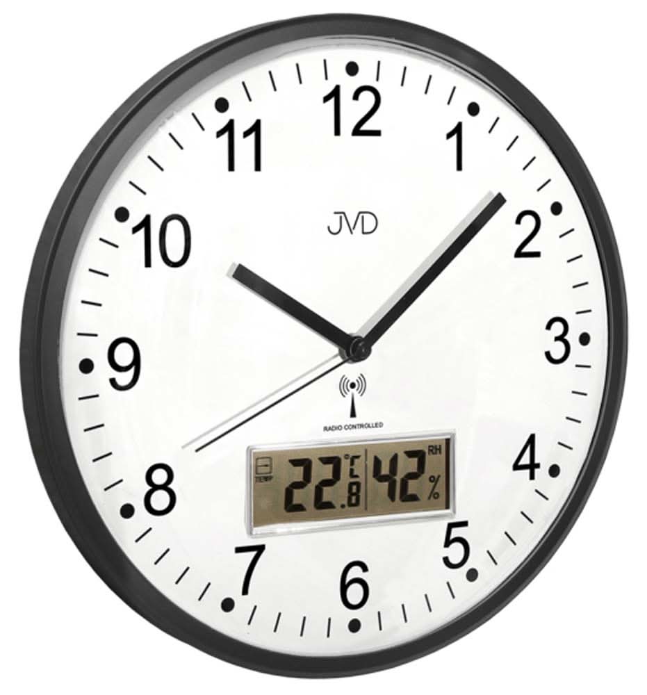 Orologio da parete JVD 29,5x29,5x4 cm Plastica • Radiocontrollato • Temperatura e umidità