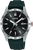Orologio sportivo da uomo: quadrante nero, cassa in acciaio inossidabile, datario, cinturino in silicone verde, 10 bar