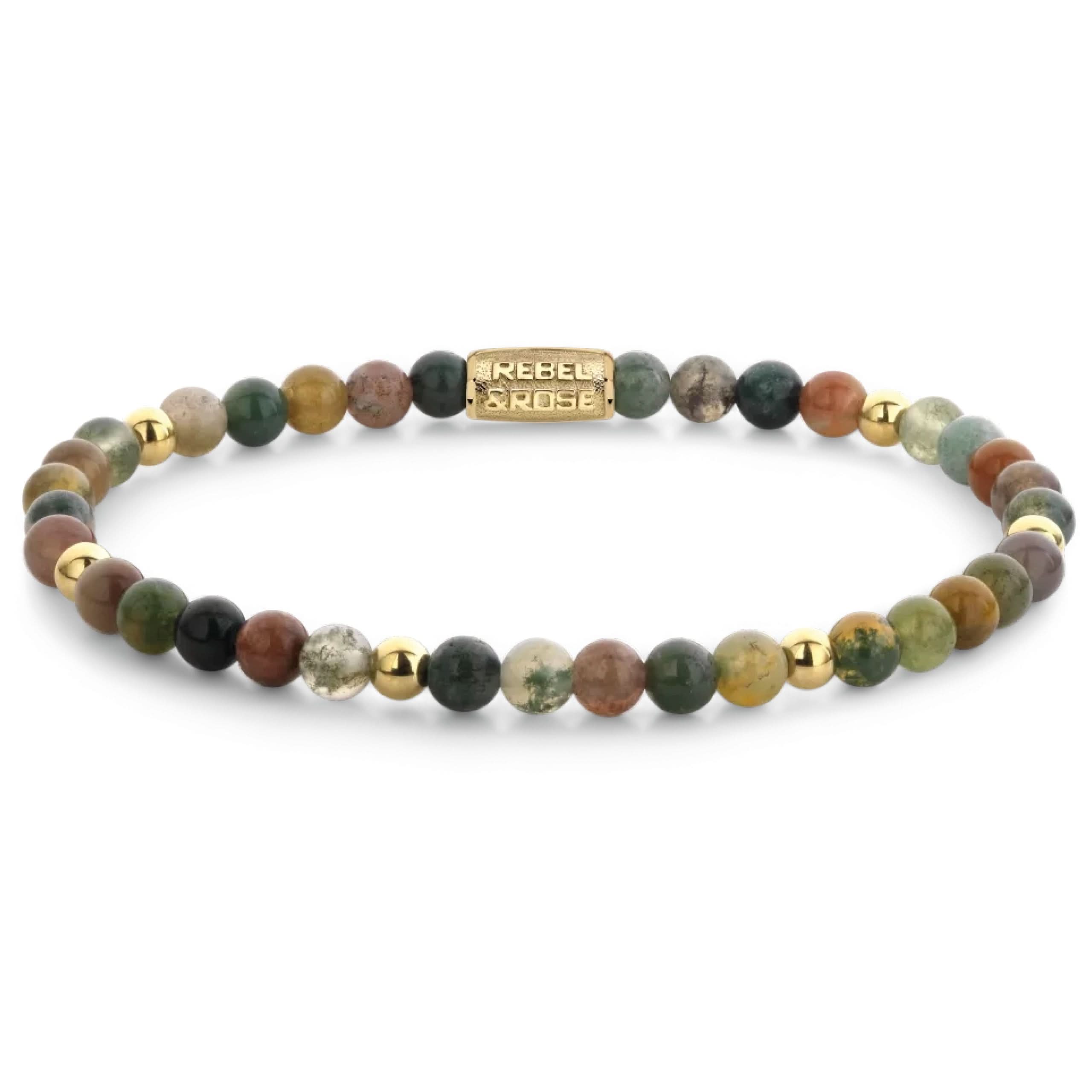 Bracciale in pietre semipreziose multicolore e chiusura in acciaio inossidabile - Rebel&Rose Modello: RR-40046-G-M