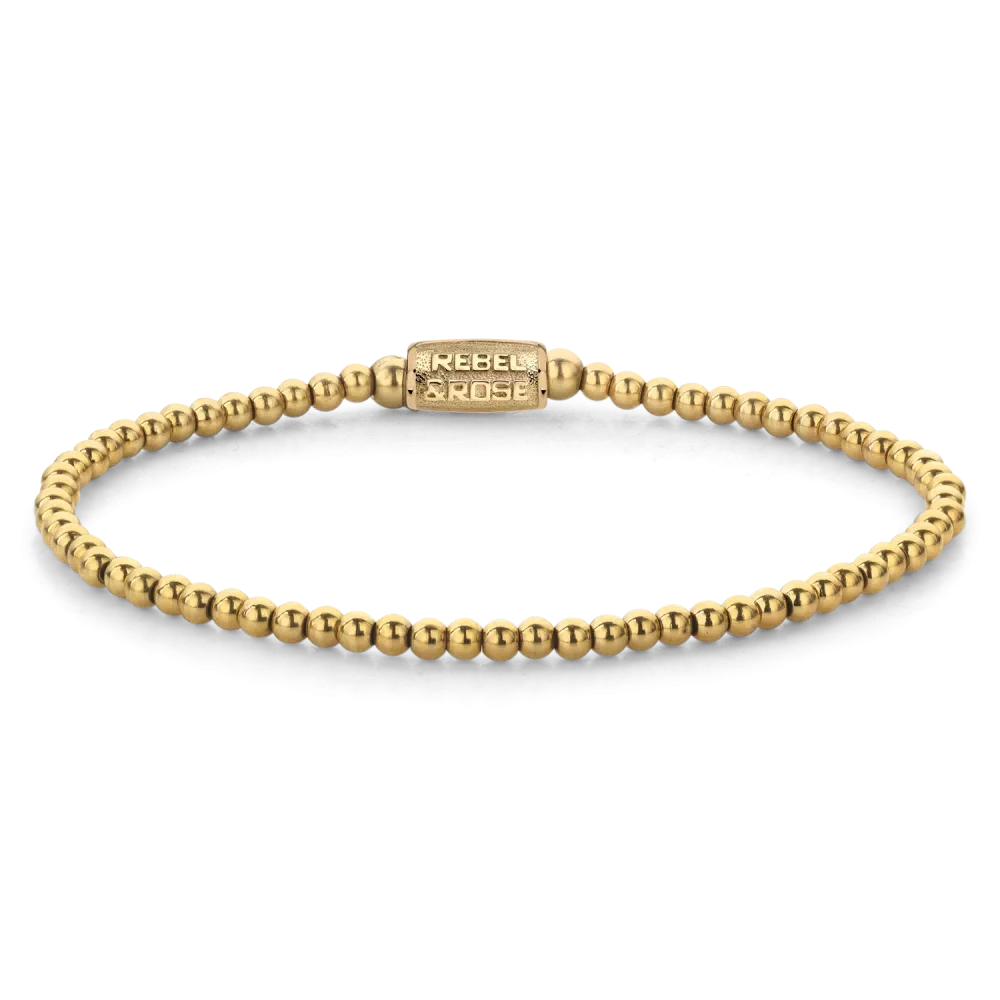 Bracciale placcato oro con pietre preziose e chiusura in acciaio inossidabile - Rebel&Rose Modello: RR-30001-G-S