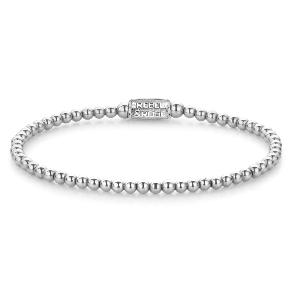 Bracciale color argento con pietre preziose e chiusura in acciaio inossidabile - Rebel&Rose Modello: RR-30002-S-M