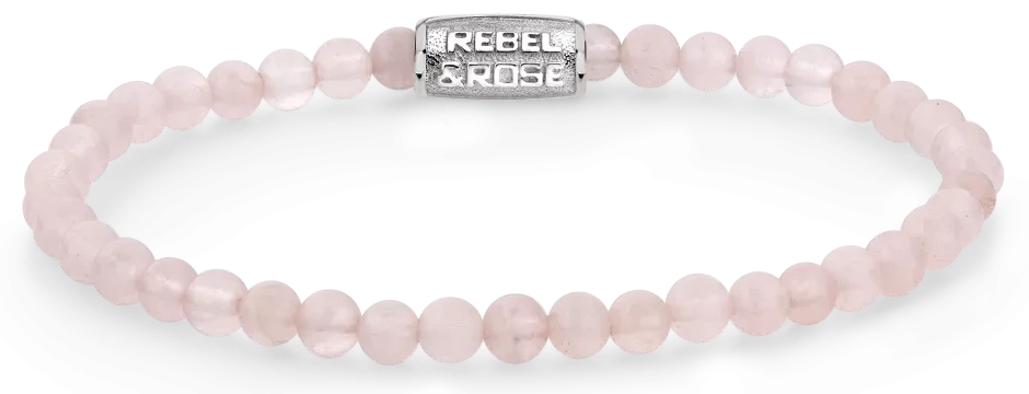 Bracciale rosa in quarzo rosa con chiusura in acciaio inossidabile - Rebel&Rose Modello: RR-40017-S-S