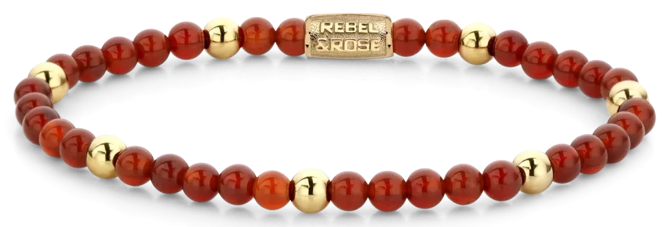 Bracciale in pietre dure rosse e color oro con chiusura in acciaio inossidabile - Rebel&Rose Modello: RR-40044-G-S