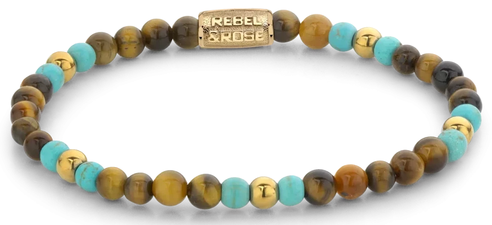 Bracciale in pietre semipreziose multicolore e chiusura in acciaio inossidabile - Rebel&Rose Modello: RR-40063-G-S