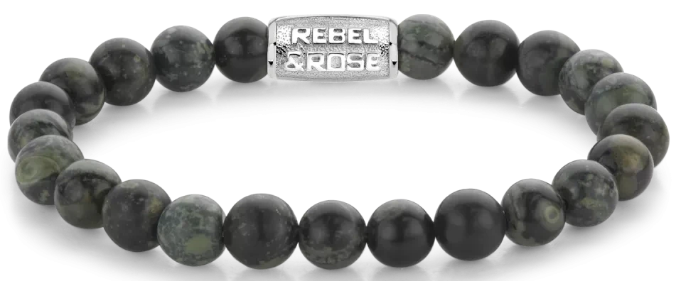 Bracciale in Riolite da 8 mm con chiusura in metallo - Rebel&Rose Modello: RR-80107-S-L