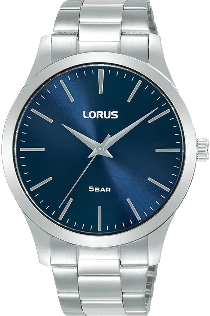 "Orologio da uomo Lorus Classic RRX65HX9 • Quadrante blu Sunray • Design sottile"