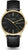 Orologio da uomo Sternglas con cinturino in pelle nera e quadrante nero, lunetta color oro