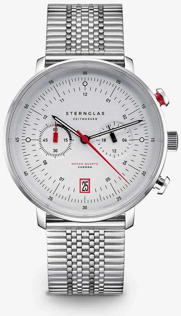 Sternglas Hamburg Chrono S01-HC10-ME08 Orologio da uomo • Design Bauhaus • Vetro zaffiro
