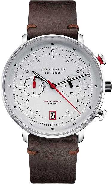 Orologio da uomo Sternglas Hamburg Chrono S01-HC10-VI11 • Design Bauhaus • Vetro zaffiro