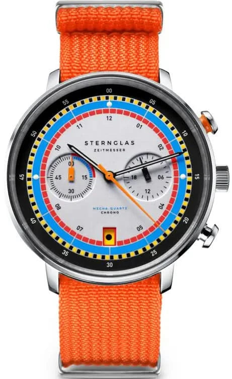 Orologio da uomo Sternglas Hamburg Chrono S01-HC36-FI02 • Design Bauhaus • Vetro zaffiro