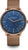 Orologio da uomo con quadrante blu, lunetta color oro rosa e cinturino in rete metallica