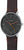 Orologio da uomo con cinturino in pelle marrone, quadrante nero, lancette colorate, corona laterale