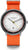 Orologio da uomo con cinturino in tessuto arancione, quadrante rotondo bianco e lunetta nera