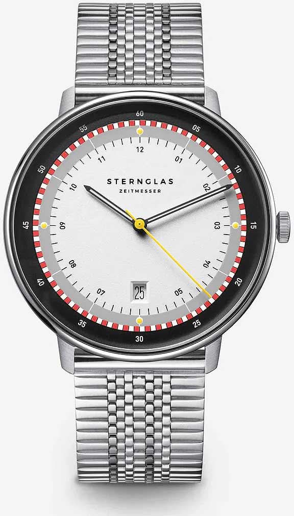 Orologio da uomo Sternglas Hamburg s01-hhh16-me08 • Design Bauhaus • Vetro zaffiro