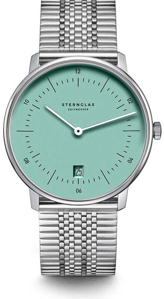 Orologio Sternglas Naos con quadrante color menta e cinturino in maglia di acciaio inossidabile