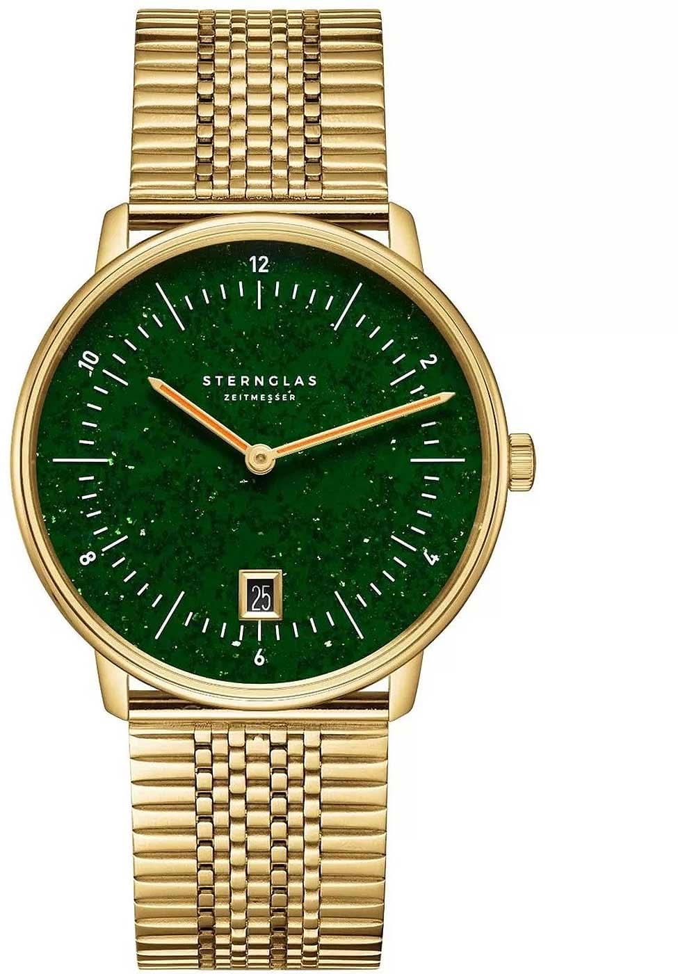 Orologio da uomo Sternglas Naos Edition Aventurine S01-NAN41-ME09 • Design Bauhaus da Amburgo • Vetro zaffiro