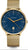 Orologio da uomo con quadrante blu, cinturino a maglia color oro e datario