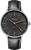 Orologio da uomo con quadrante nero, cinturino in pelle, datario