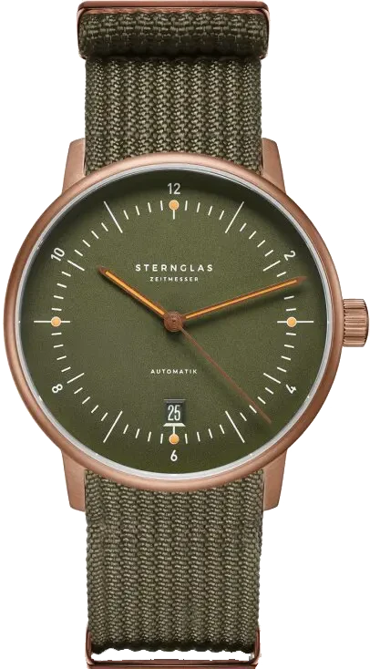 Orologio da uomo Sternglas Naos S02-NA35-FI05 • Design Bauhaus • Vetro zaffiro