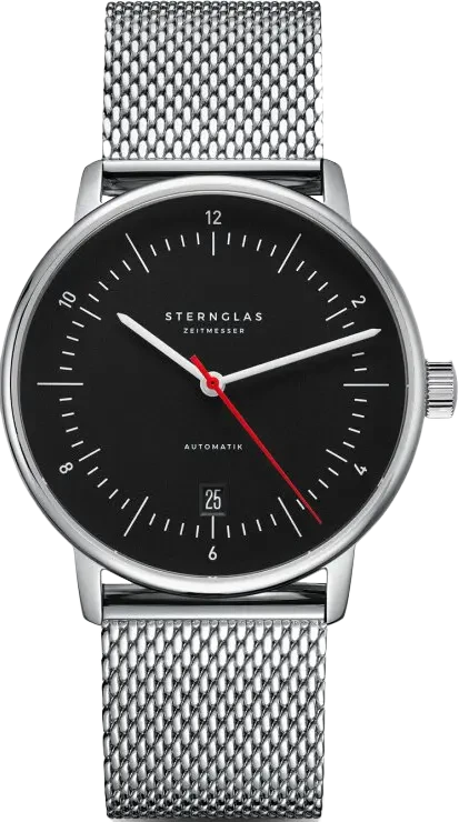 Orologio da uomo con quadrante nero e bracciale in metallo argentato effetto mesh