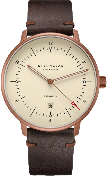 Orologio da uomo Sternglas Naos XL S02-NX42-VI17 • Design Bauhaus da Amburgo • Vetro zaffiro