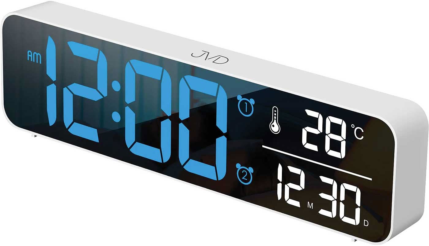 Sveglia digitale JVD con grandi cifre a LED e indicatore di temperatura, cassa in plastica