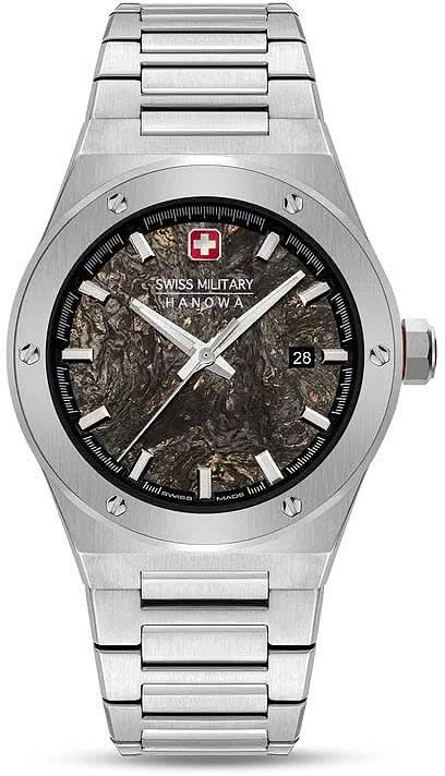 Herrenarmbanduhr mit Edelstahlband, schwarzem Zifferblatt, Carbon-Optik und Datum (28)