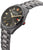 Herrenuhr am grauen Metallarmband, rundes Zifferblatt mit Leuchtindizes und Datum