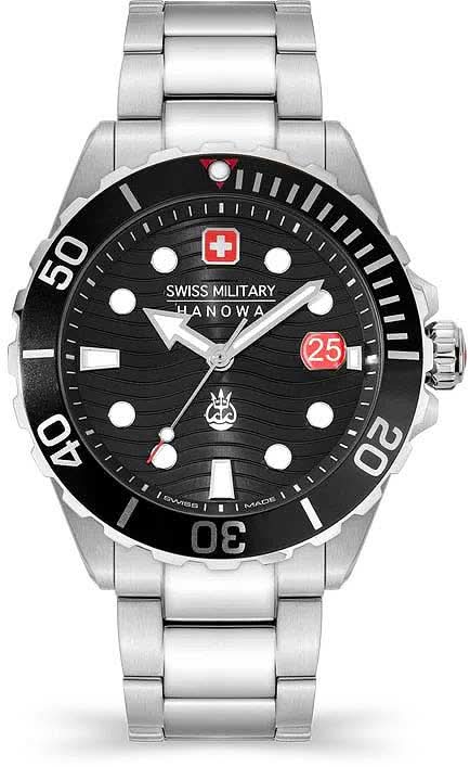 Herrenarmbanduhr mit schwarzem Zifferblatt, Edelstahlband und Datumsanzeige 25