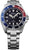 Orologio da uomo con quadrante blu, cassa in acciaio, ghiera subacquea blu/rossa, Diver 200 m