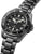 Orologio da uomo con quadrante nero, lunetta nera e bracciale in argento