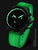 Orologio da uomo con quadrante nero e cinturino in silicone verde, lancette luminescenti