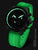 Orologio da uomo con cassa nera e cinturino in silicone verde, indici luminescenti sul quadrante