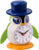 Sveglia a forma di pinguino con cappello blu e quadrante analogico, cassa rotonda