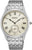 Orologio da uomo in argento con bracciale in acciaio inossidabile, quadrante beige, numeri romani, sub-quadrante