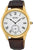 Orologio da uomo Seiko con cassa dorata, quadrante bianco e cinturino in pelle marrone