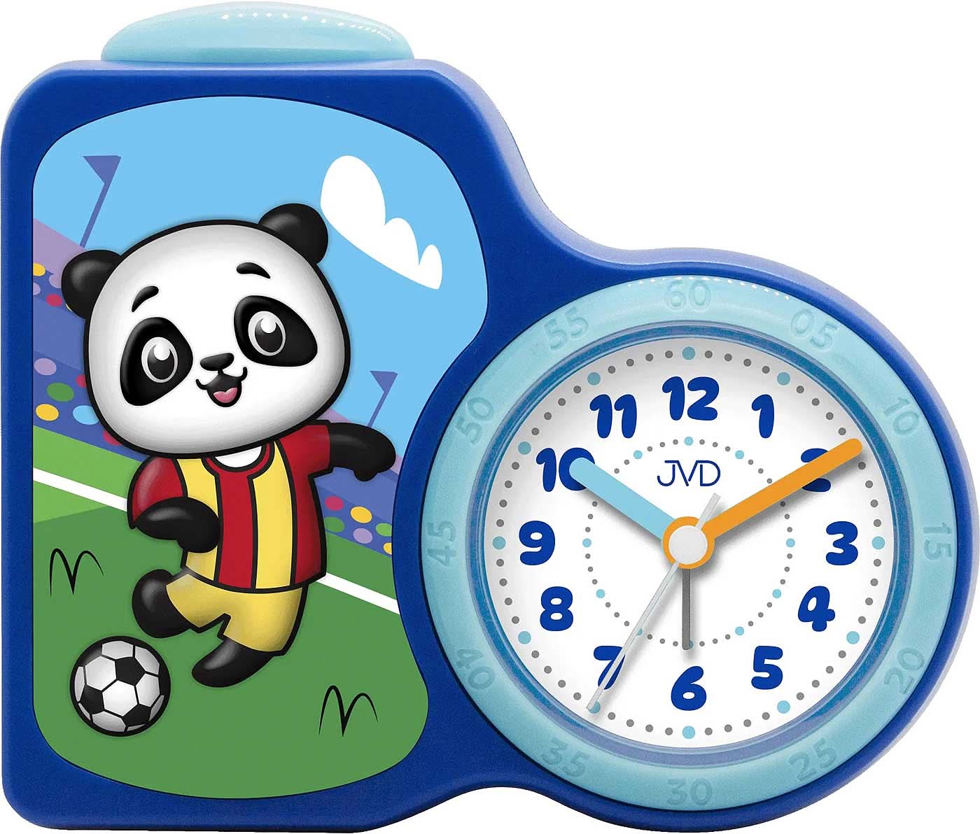 Sveglia analogica in plastica, blu, con motivo panda e illuminazione del quadrante