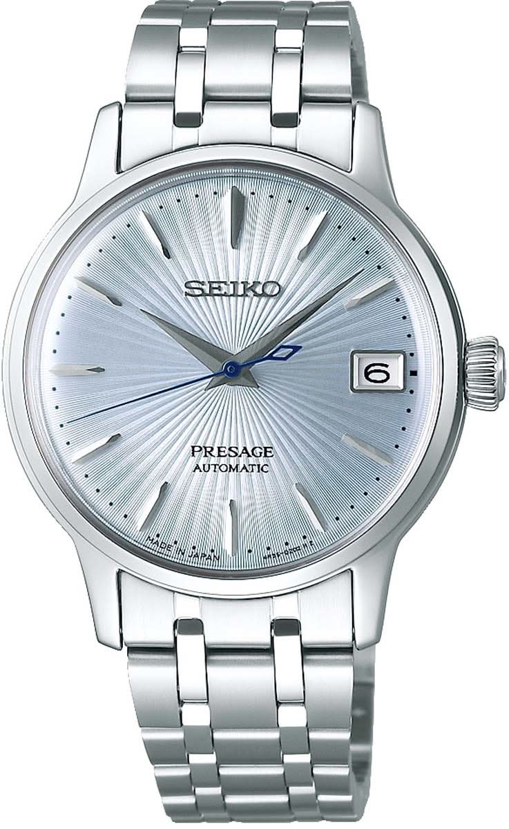 Orologio da donna con bracciale in metallo argentato e quadrante azzurro (automatico)