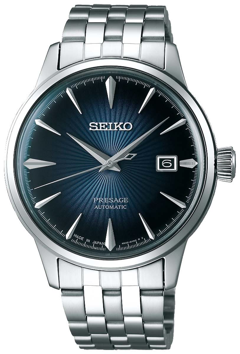 Orologio da uomo con quadrante blu Sunray e bracciale in acciaio inossidabile argentato