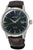 Orologio da uomo: quadrante verde, cassa in argento, cinturino in pelle marrone