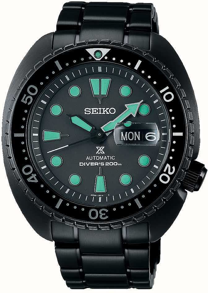 Orologio da uomo Seiko Prospex con cinturino in ceramica nera e quadrante subacqueo verde