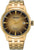 Herrenarmbanduhr mit goldfarbenem Edelstahlband und rundem goldenem Zifferblatt, Datum bei 6.