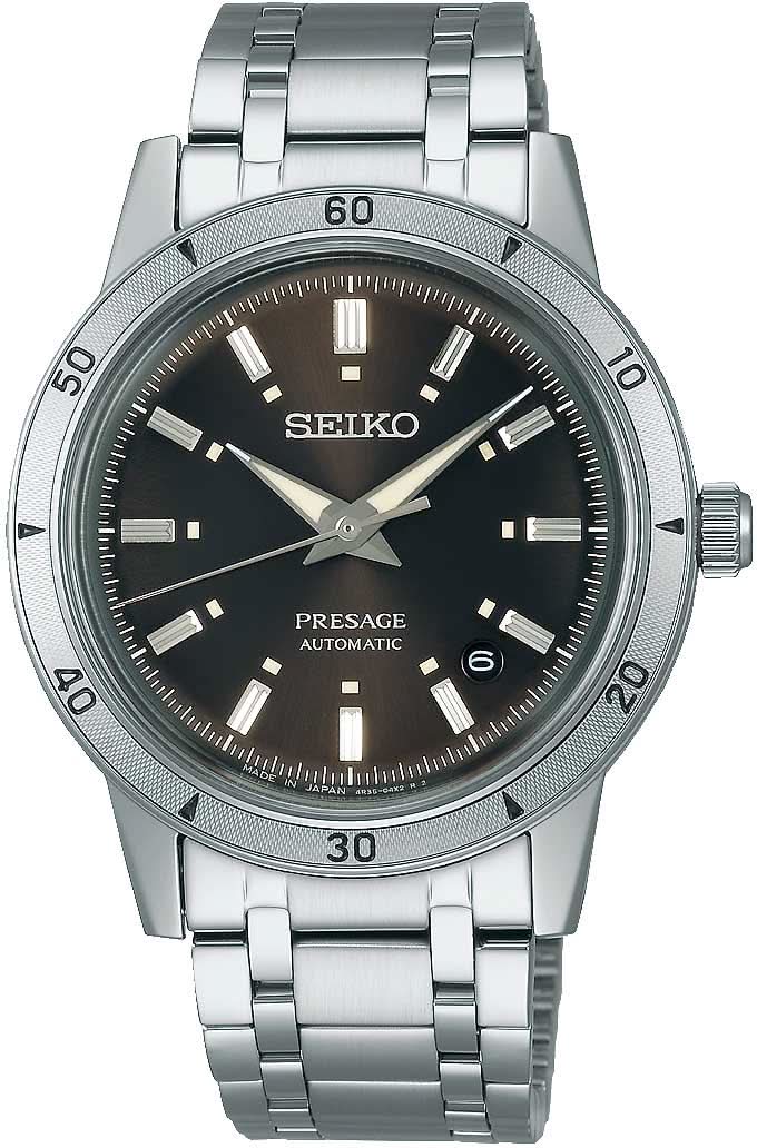 Orologio da uomo Seiko con quadrante nero e bracciale in acciaio inossidabile argentato