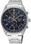 Herrenuhr-Chronograph mit dunkelblauem Zifferblatt, Edelstahlarmband und Stoppuhr